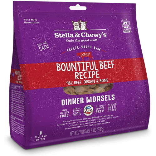 Stella & Chewy's CAT Freeze Dried 08oz Bountiful Beef 凍乾生肉貓咪主糧 寬牛大量 牛肉配方 8oz(226g)中 (正價$255) (EXP: 14/12月/2026) (訂貨需時2-3天)